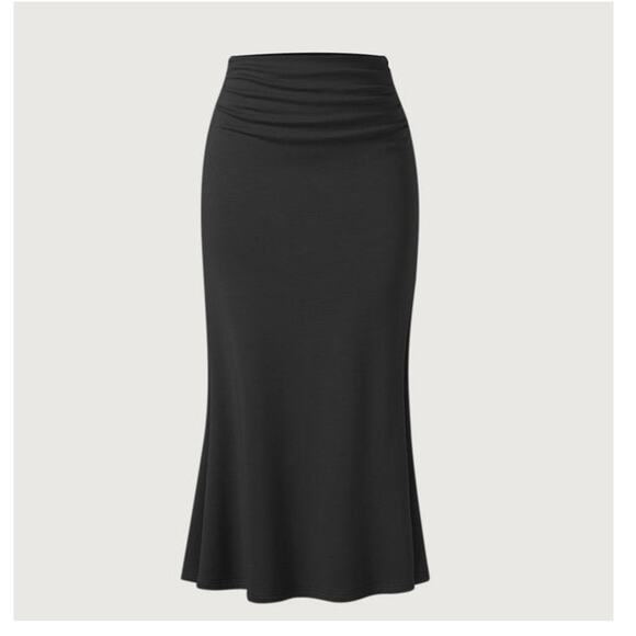 OGL Mermaid Maxi Skirt Ruched Side Thermal Black Size Medium NEW - Picture 1 of 7